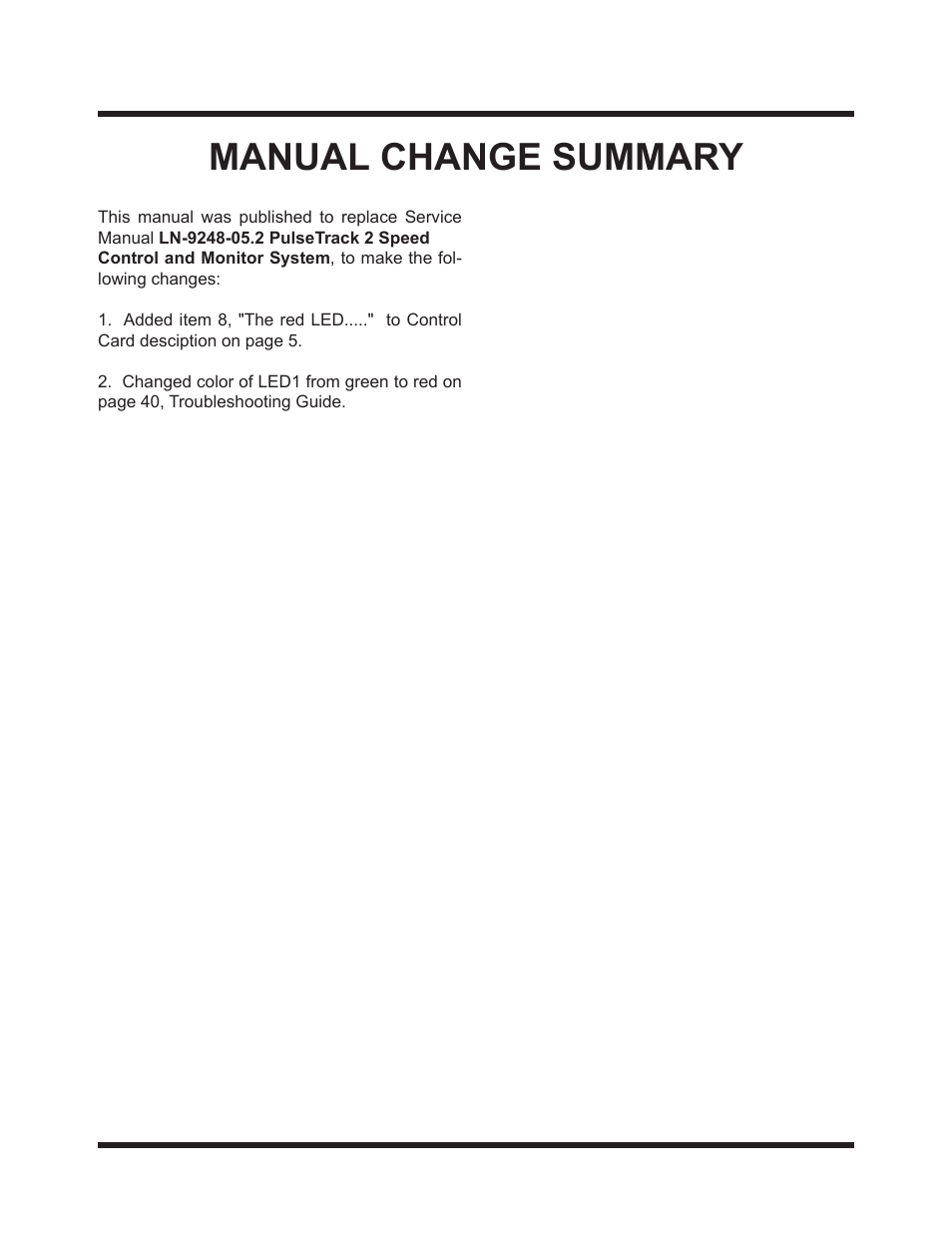 Manual change summary | Ransburg PulseTrack2 A11515-XXXXX User Manual | Page 57 / 58