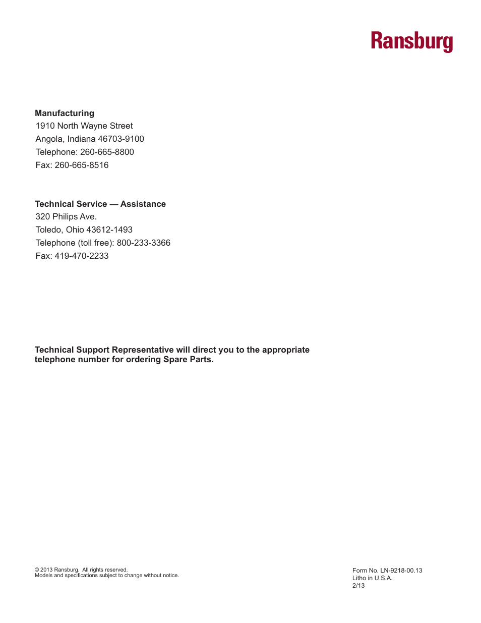 Ransburg | Ransburg MicroPak LECU5004 User Manual | Page 39 / 39