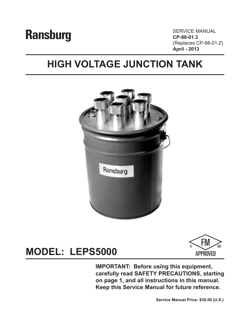 Ransburg HV Junctin Tank LEPS5000 User Manual | 26 pages