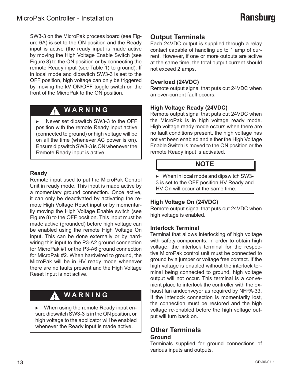 Ransburg | Ransburg MicroPak Controller A11789 User Manual | Page 15 / 34