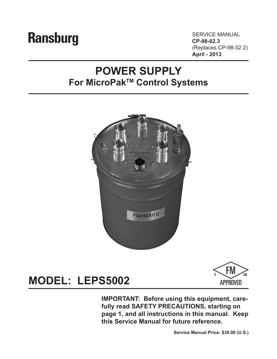 Ransburg LEPS5002 Power Supply for MicroPak User Manual | 27 pages