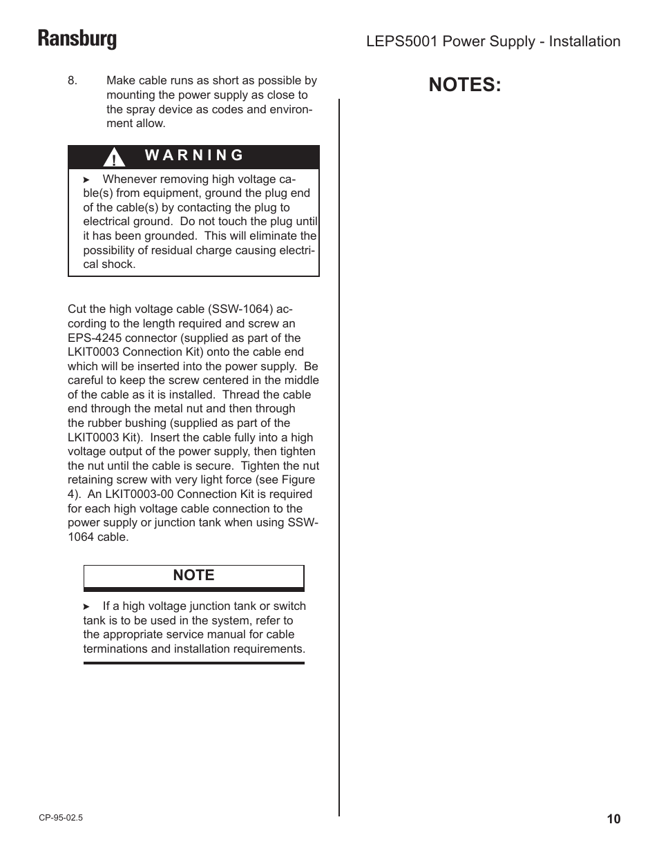 Ransburg | Ransburg LEPS5001 Power Supply for LECU5003 User Manual | Page 13 / 28