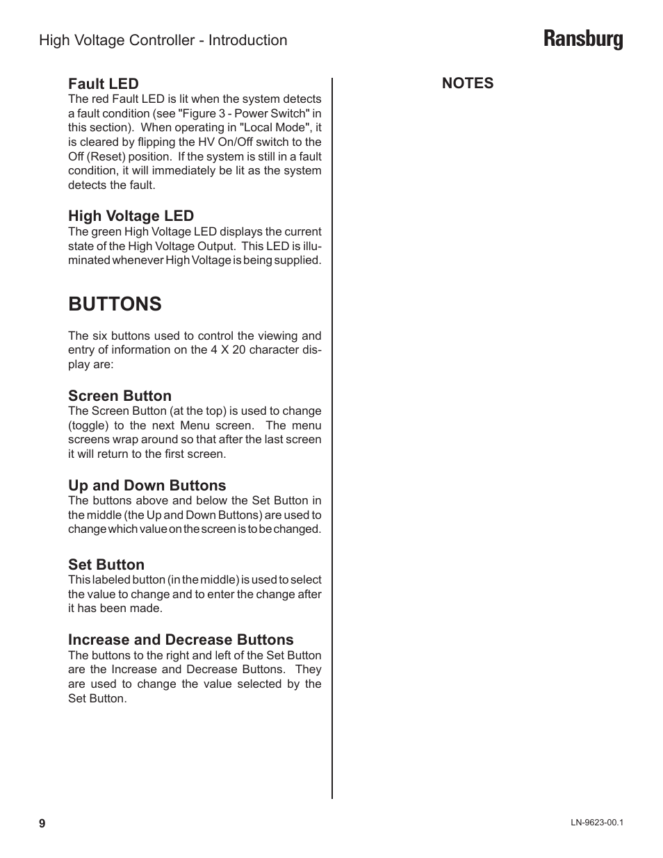 Ransburg, Buttons | Ransburg HV Controller A12311 User Manual | Page 11 / 25