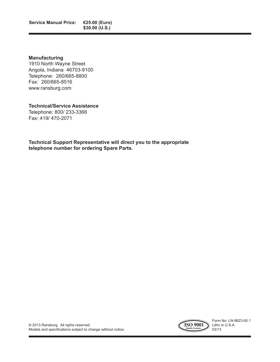 Ransburg HV Controller A12311 User Manual | Page 25 / 25