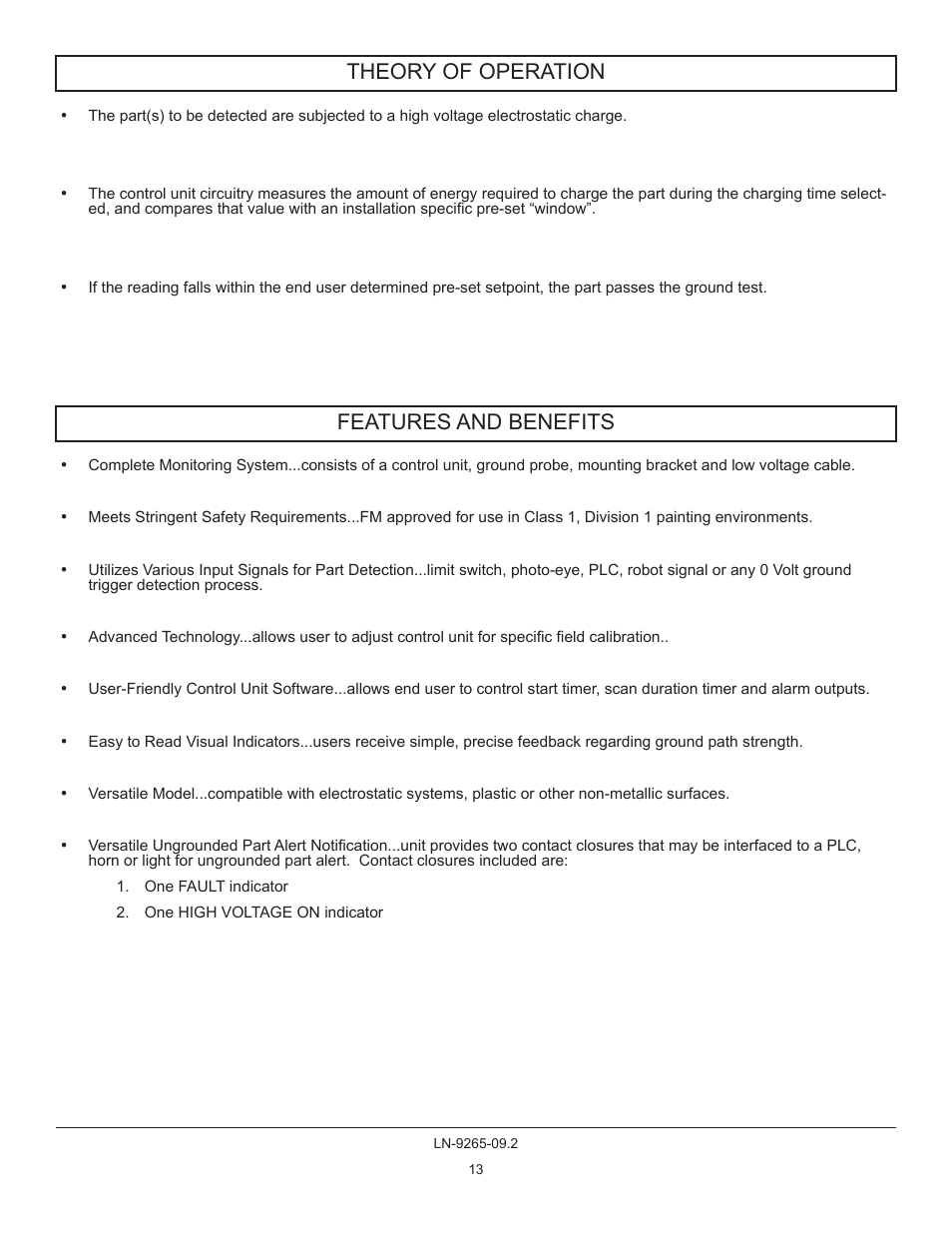 Theory of operation, Features and benefits | Ransburg GMS Ground Monitoring System A12520-XXXX User Manual | Page 13 / 44