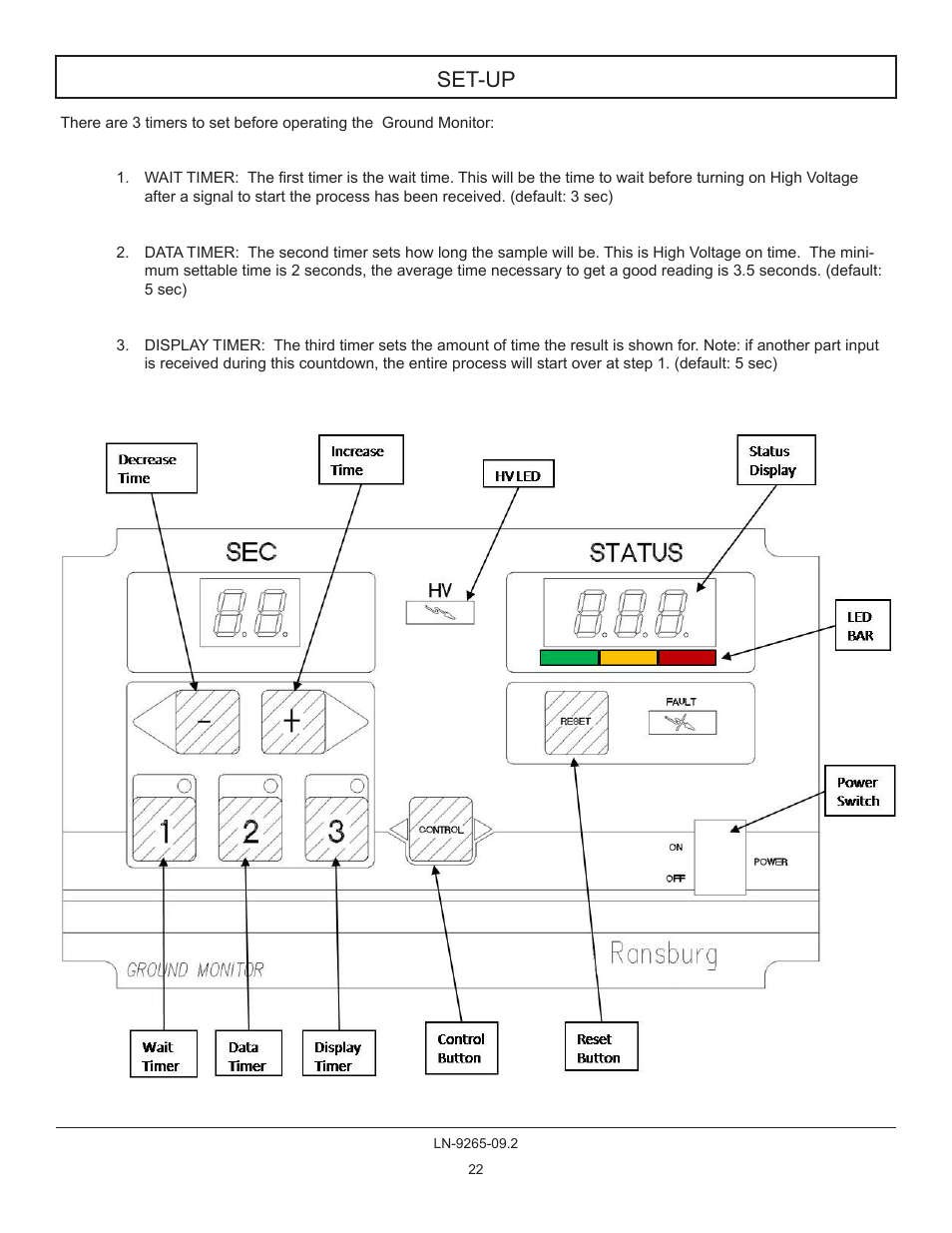 Set-up | Ransburg GMS Ground Monitoring System A12520-XXXX User Manual | Page 22 / 44