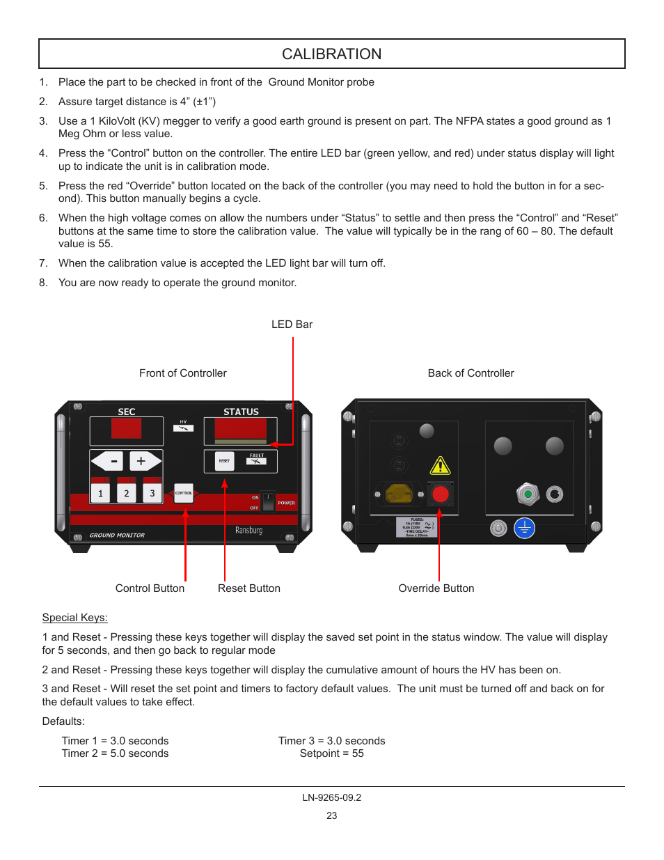 Calibration | Ransburg GMS Ground Monitoring System A12520-XXXX User Manual | Page 23 / 44