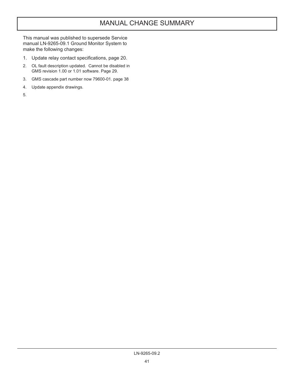 Manual change summary | Ransburg GMS Ground Monitoring System A12520-XXXX User Manual | Page 41 / 44