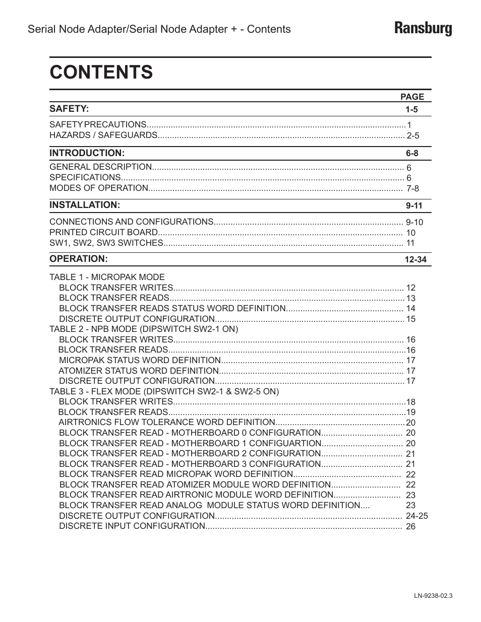 Ransburg Serial Node Adapter LECU4002_78553 User Manual | Page 3 / 43