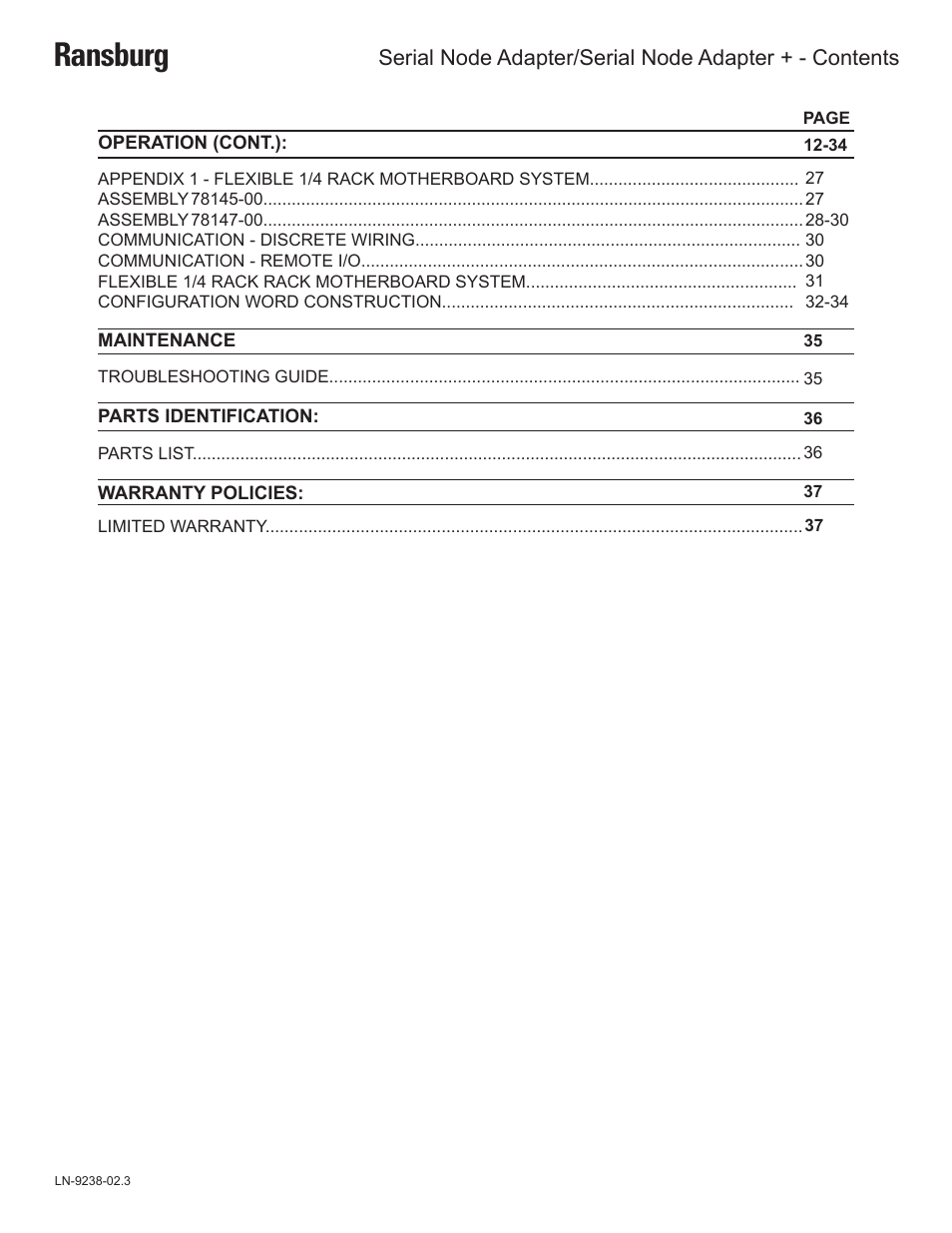 Ransburg | Ransburg Serial Node Adapter LECU4002_78553 User Manual | Page 4 / 43