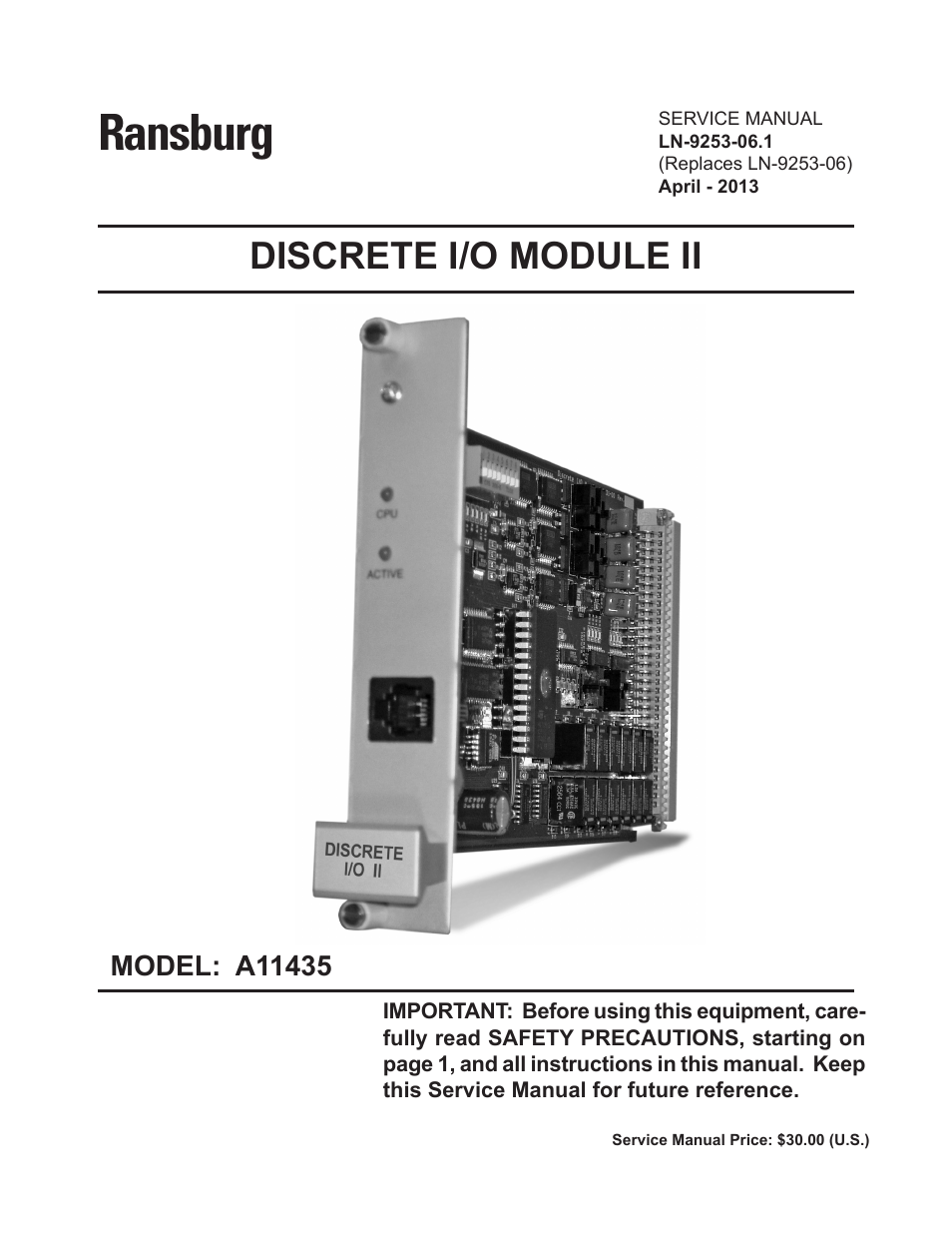 Ransburg Discrete IO Module A11435 User Manual | 25 pages