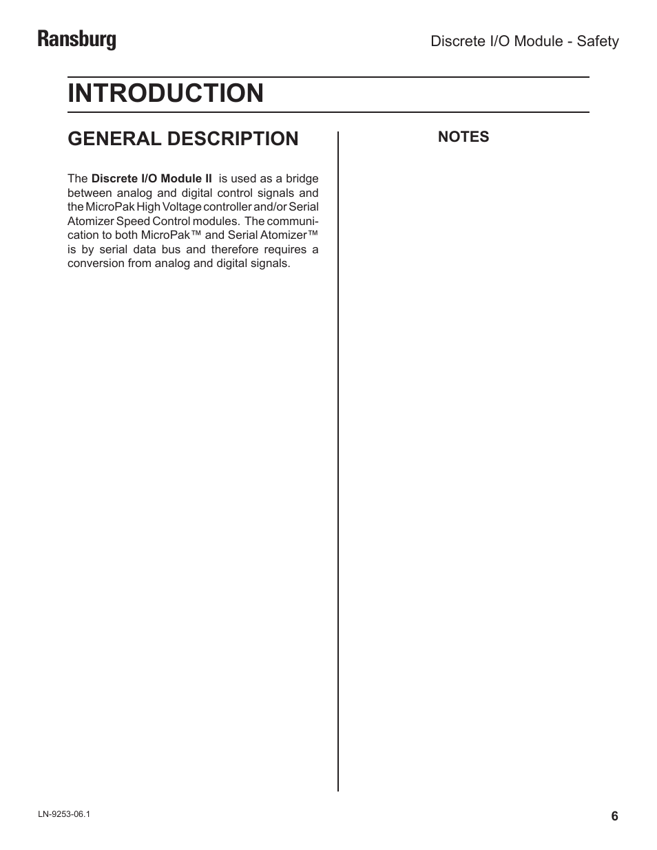 Introduction, Ransburg, General description | Ransburg Discrete IO Module A11435 User Manual | Page 9 / 25