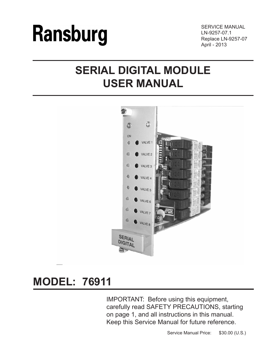 Ransburg Serial Digital Module 76911 User Manual | 16 pages