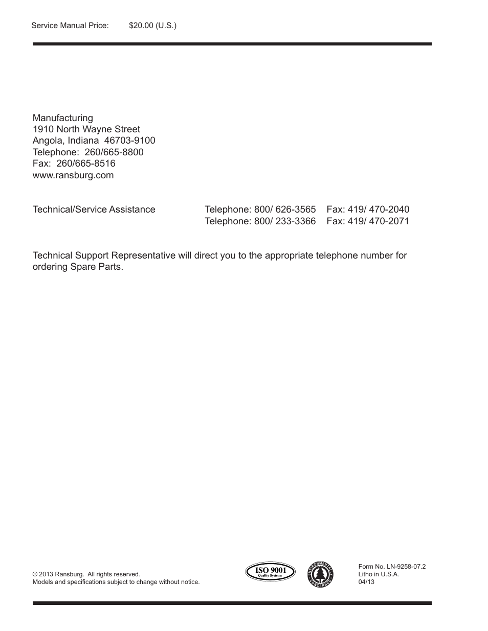 Ransburg Serial Analog Module A11012 User Manual | Page 20 / 20