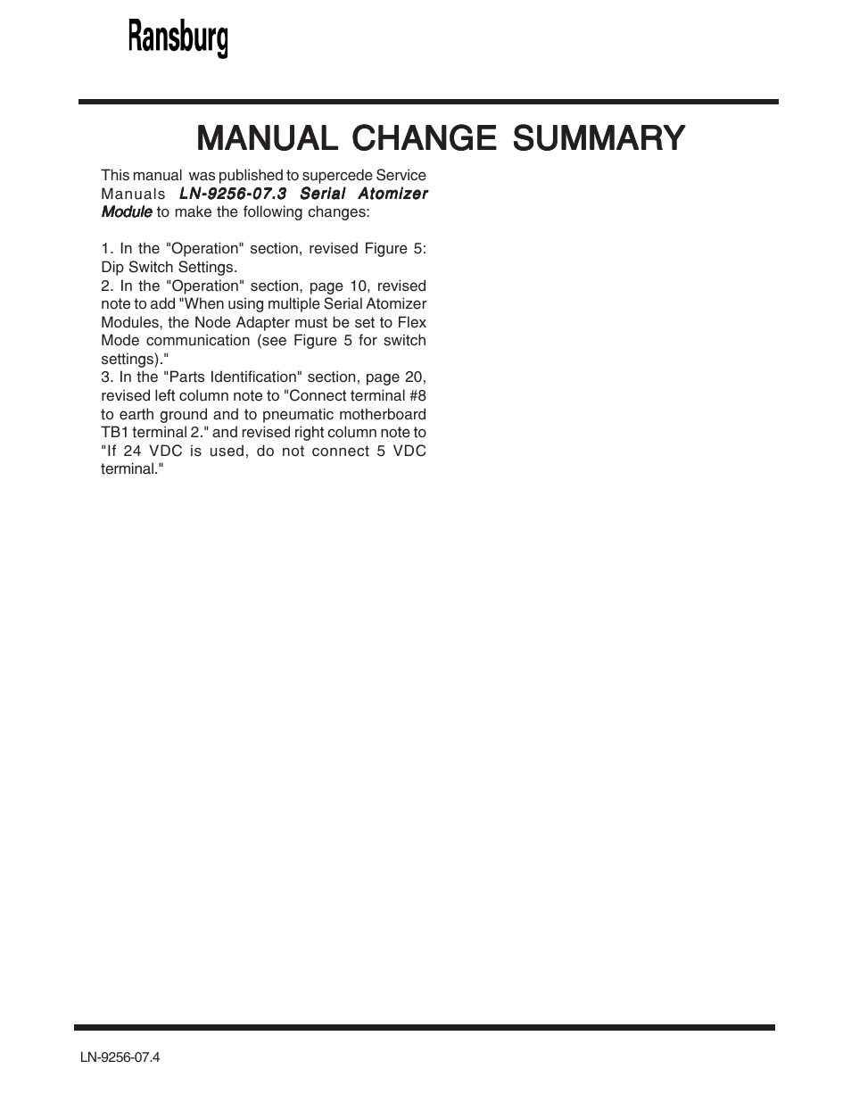 Manual | Ransburg Serial Atomizer Module A11925-00 User Manual | Page 25 / 26