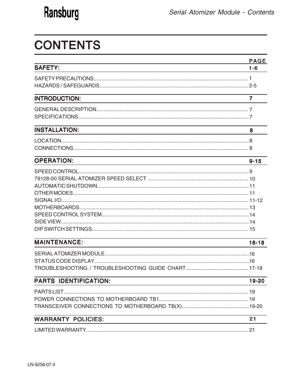 Ransburg Serial Atomizer Module A11925-00 User Manual | Page 3 / 26