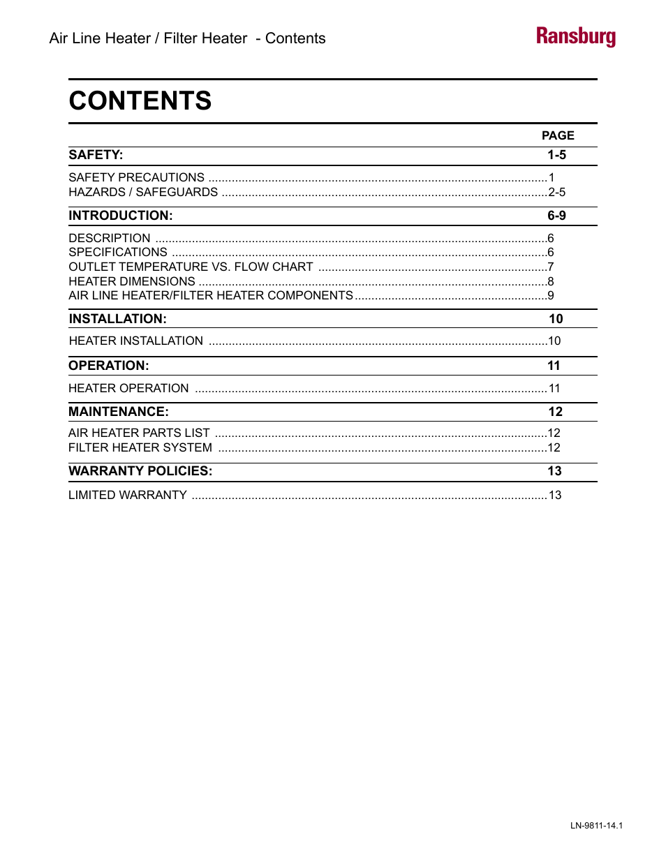 Ransburg Air Line and Filter Heater A13230 User Manual | Page 2 / 16
