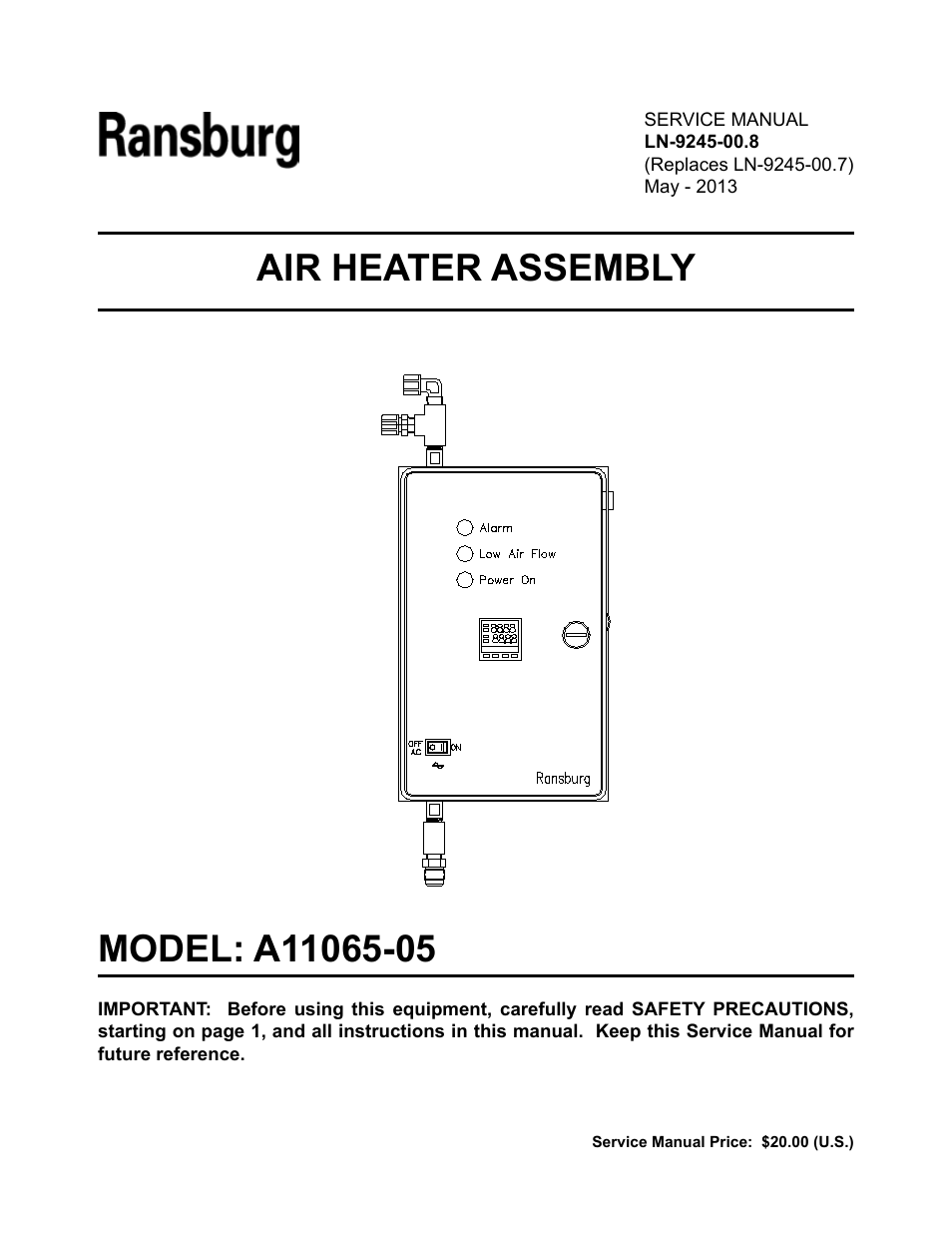 Ransburg Air Heater Assy. A11065-05 User Manual | 26 pages