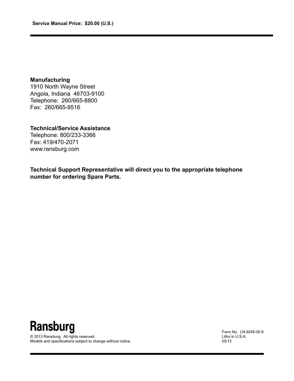 Ransburg Air Heater Assy. A11065-05 User Manual | Page 26 / 26