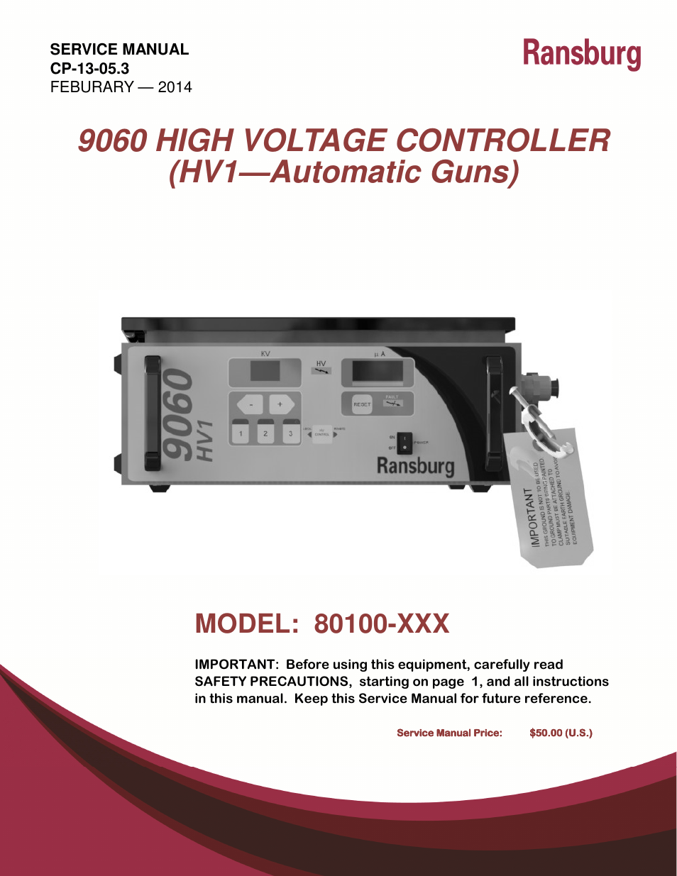 Ransburg 9060 HV Controller 80100-XXX User Manual | 60 pages