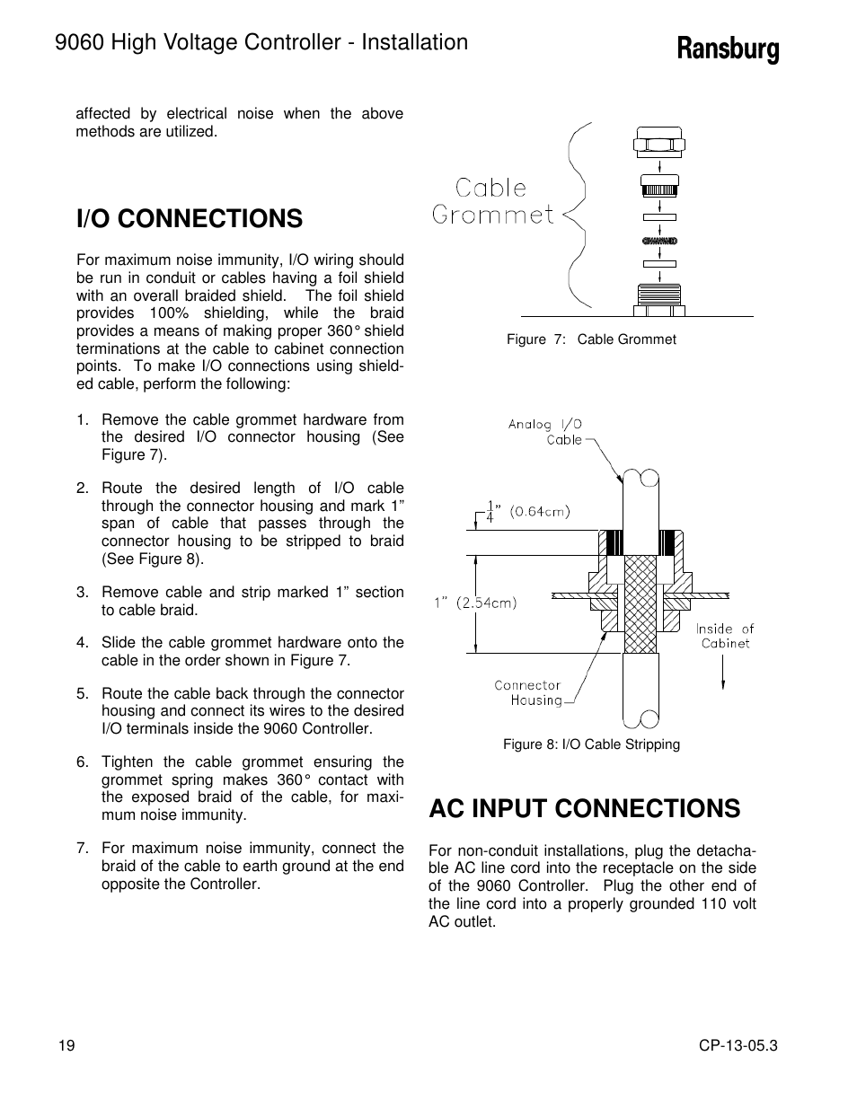 I/o connections, Ac input connections, 9060 high voltage controller - installation | Ransburg 9060 HV Controller 80100-XXX User Manual | Page 24 / 60