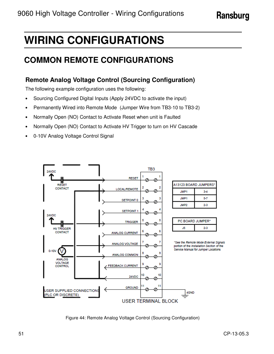 Wiring configurations, Common remote configurations | Ransburg 9060 HV Controller 80100-XXX User Manual | Page 56 / 60