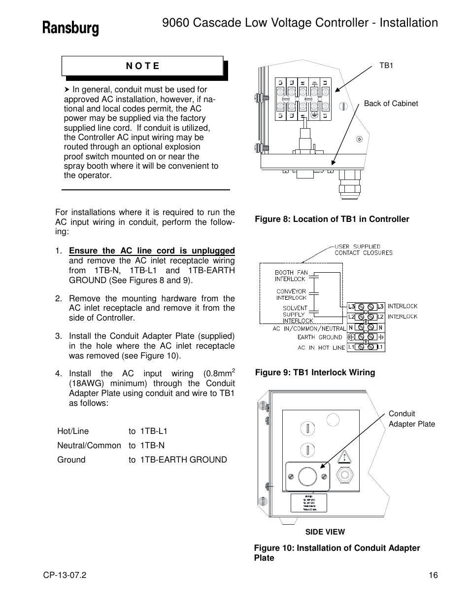 9060 cascade low voltage controller - installation | Ransburg 9060 LV Cascade Controller 80131-XXX User Manual | Page 21 / 41