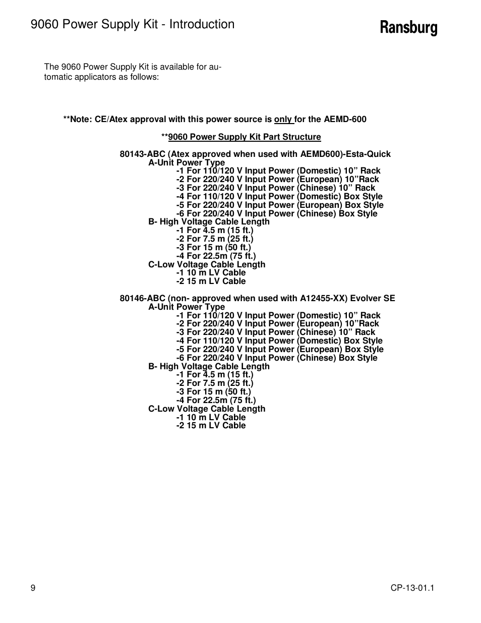 9060 power supply kit - introduction | Ransburg 9060 Power Supply Kit 80104 Ext. Cascade (AEMD600) User Manual | Page 12 / 26