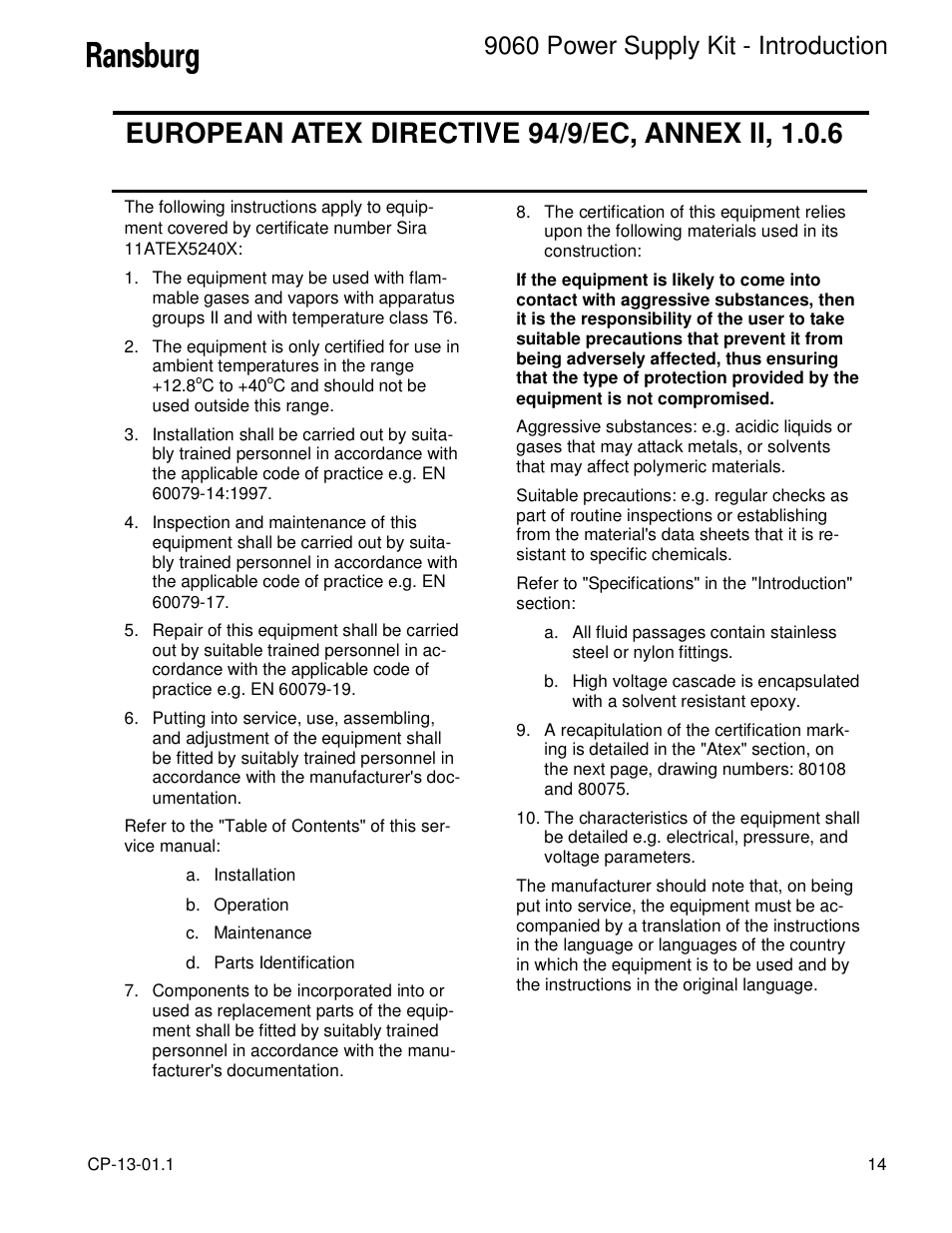 9060 power supply kit - introduction | Ransburg 9060 Power Supply Kit 80104 Ext. Cascade (AEMD600) User Manual | Page 17 / 26