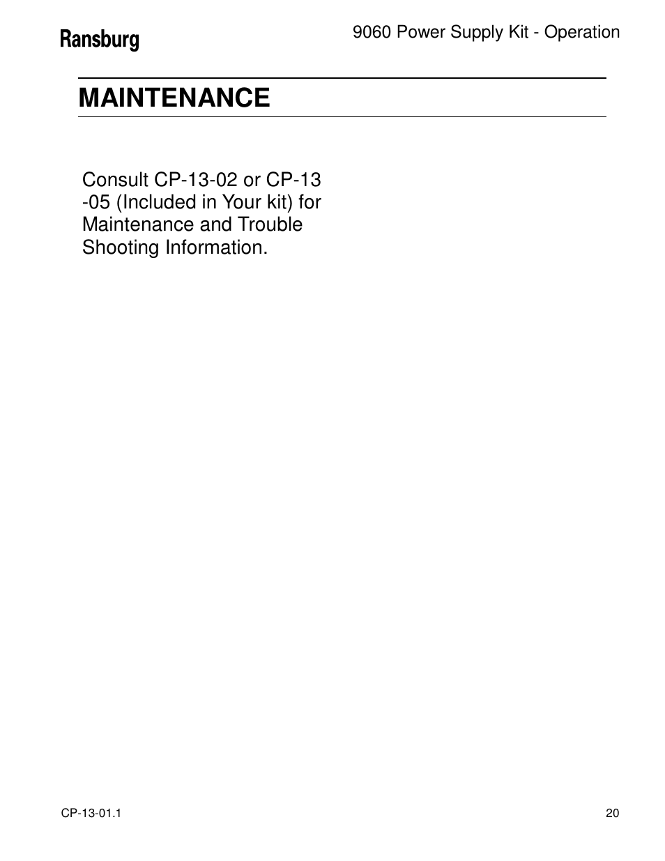 Maintenance | Ransburg 9060 Power Supply Kit 80104 Ext. Cascade (AEMD600) User Manual | Page 23 / 26