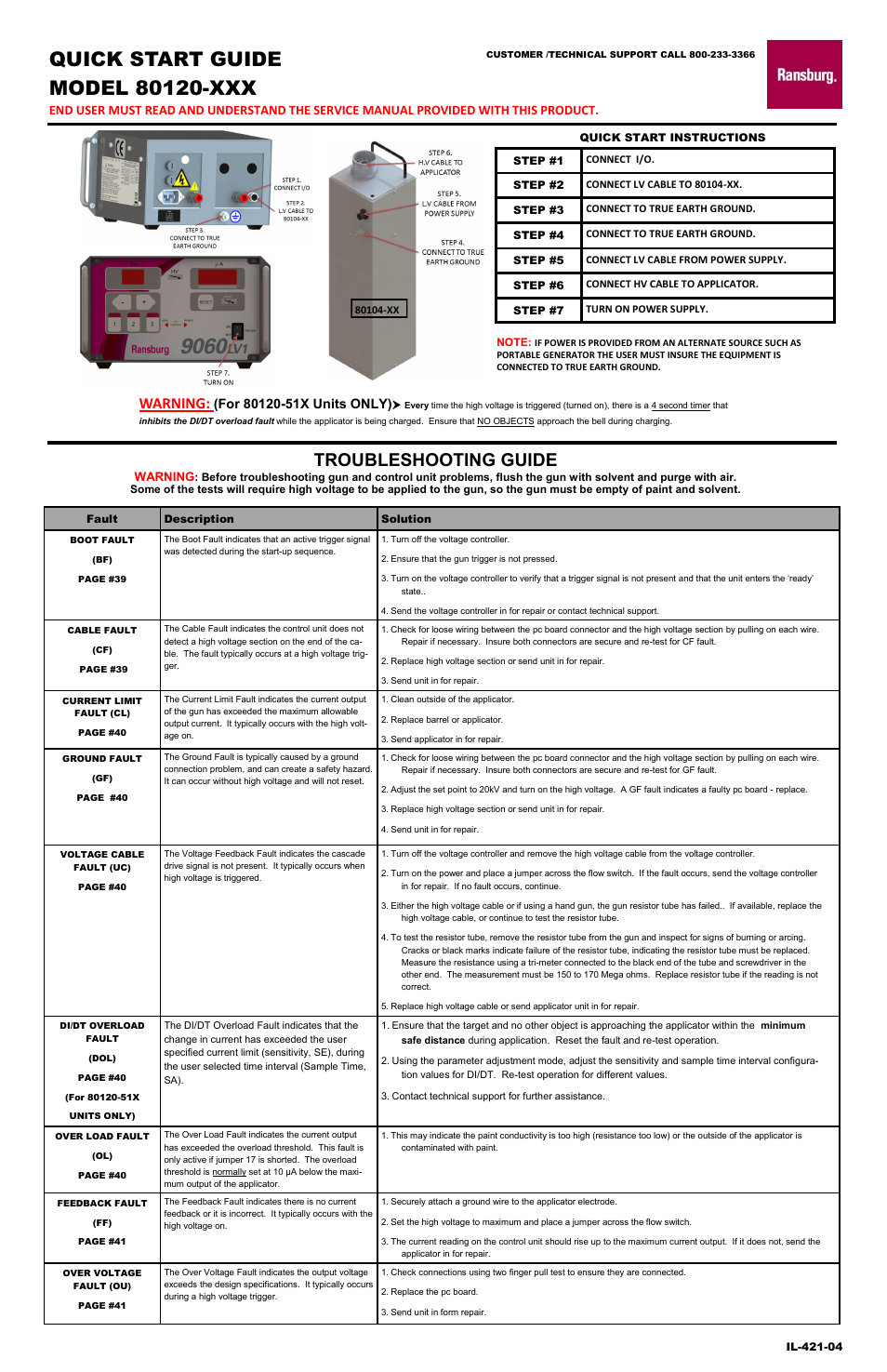 Ransburg 80120-XXX Quick Start Guide User Manual | 2 pages