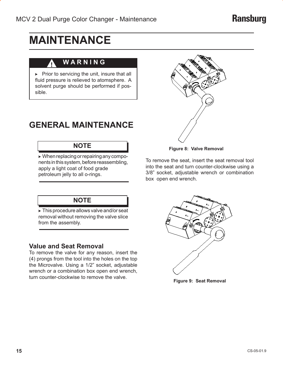 Maintenance, Ransburg, General maintenance | Ransburg MCV2 Dual Purge Color Changer A10986-XX_A10993-XX User Manual | Page 18 / 33