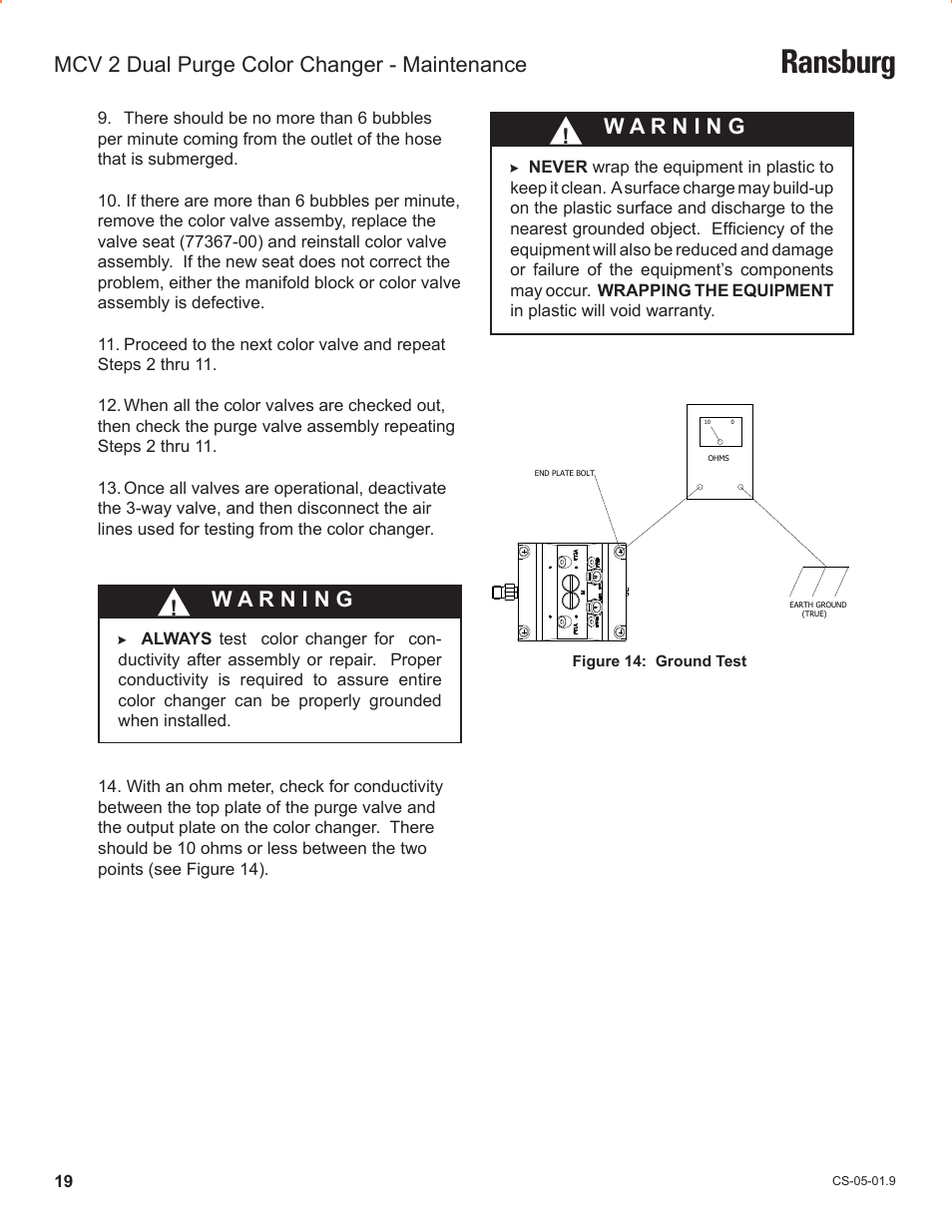 Ransburg, Mcv 2 dual purge color changer - maintenance | Ransburg MCV2 Dual Purge Color Changer A10986-XX_A10993-XX User Manual | Page 22 / 33