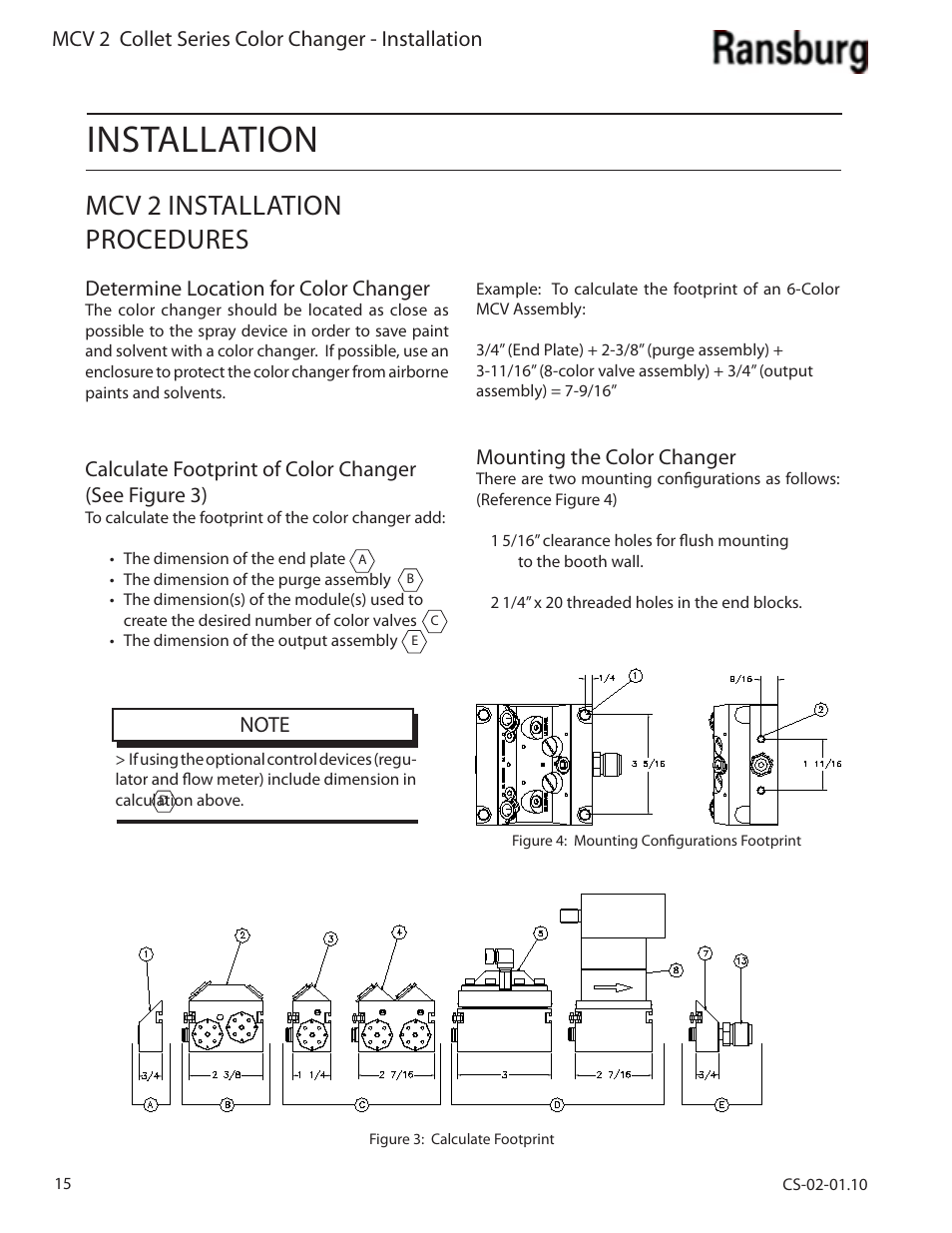 Installation, Mcv 2 installation procedures | Ransburg MCV2 Modular Color Changer A10800-XX_A11077-XX User Manual | Page 20 / 66