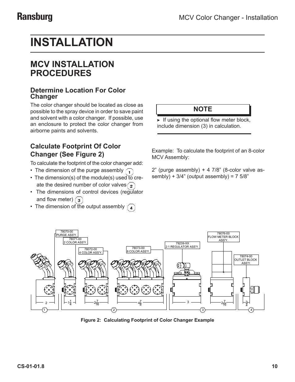 Installation, Ransburg, Mcv installation procedures | Determine location for color changer, Mcv color changer - installation | Ransburg MCV Series Module Color Changer 78011-XX User Manual | Page 13 / 37