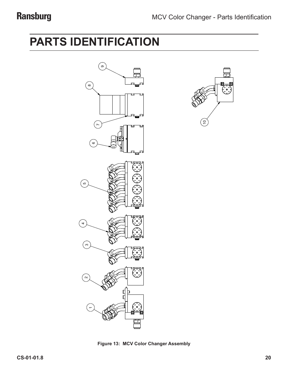 Parts identification, Ransburg, Mcv color changer - parts identification | Ransburg MCV Series Module Color Changer 78011-XX User Manual | Page 23 / 37