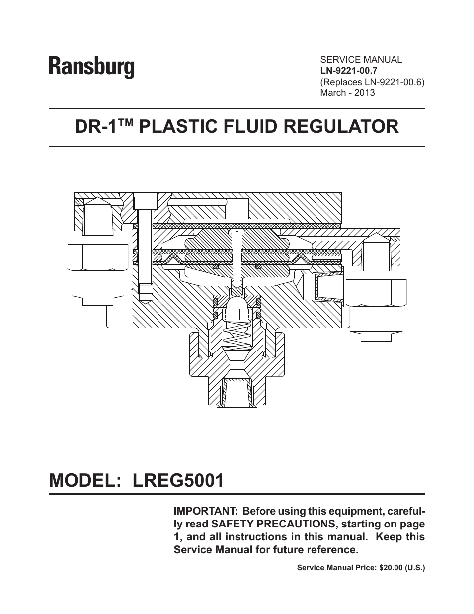 Ransburg DR-1 Plastic Fluid Regulator LREG5001 User Manual | 22 pages