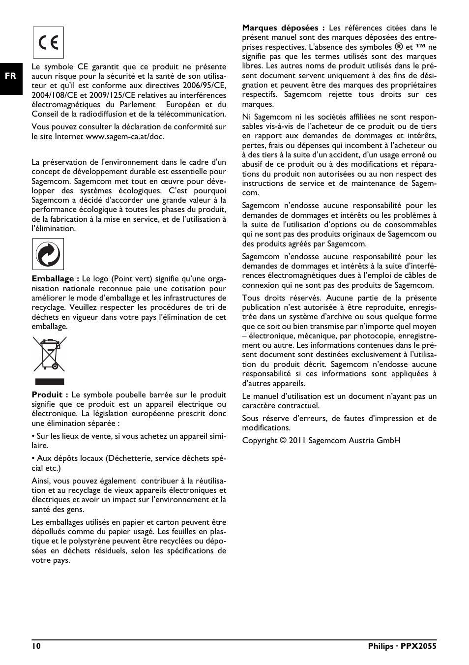 Philips PPX2055 User Manual | Page 10 / 60