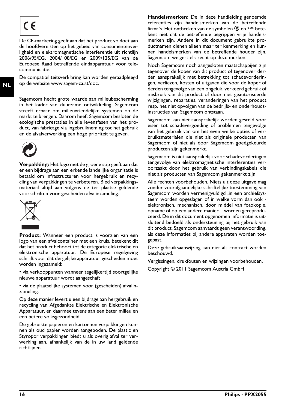 Philips PPX2055 User Manual | Page 16 / 60