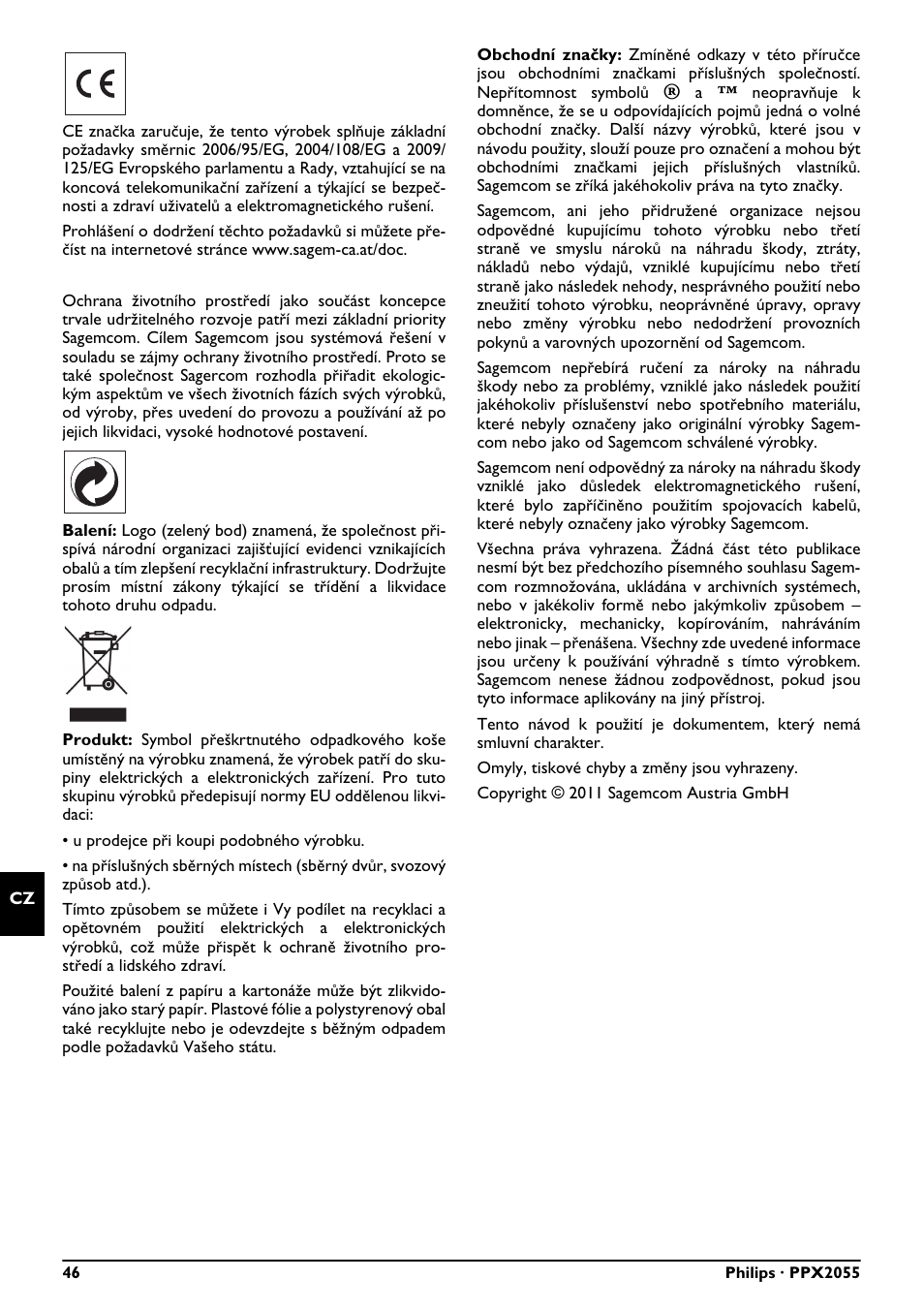 Philips PPX2055 User Manual | Page 46 / 60