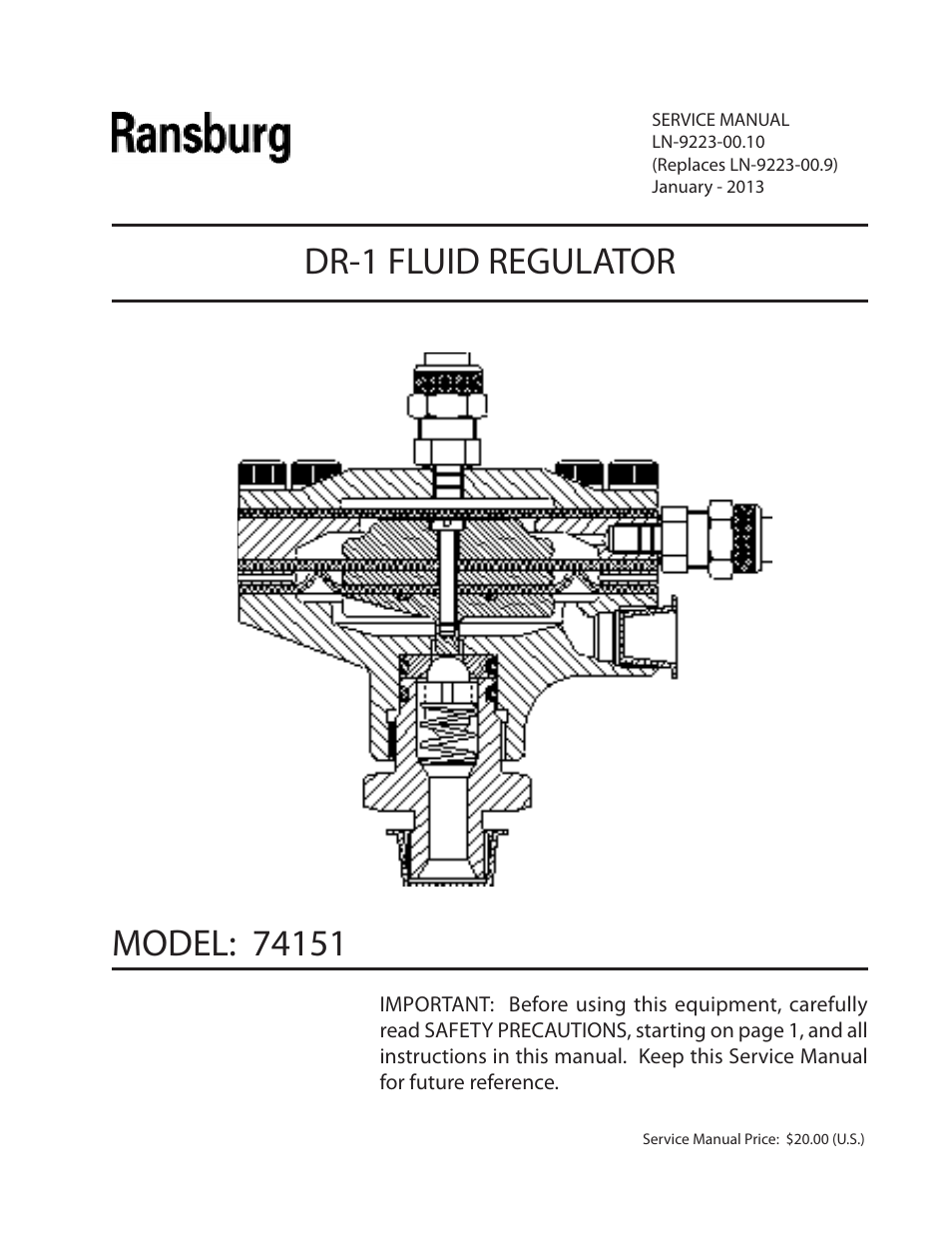 Ransburg DR-1 Fluid Regulator 74151 User Manual | 26 pages