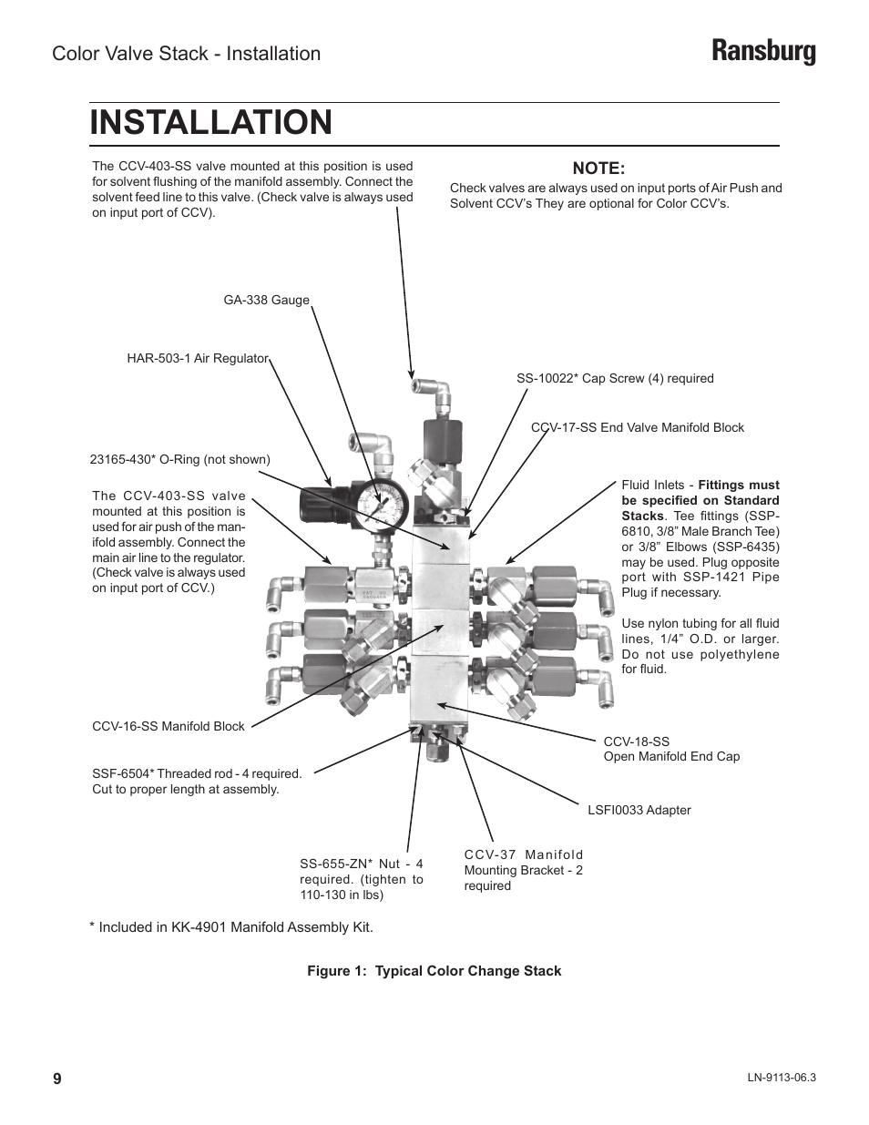 Installation, Ransburg, Color valve stack - installation | Ransburg Color Valve Stack CCV-5100 User Manual | Page 12 / 27