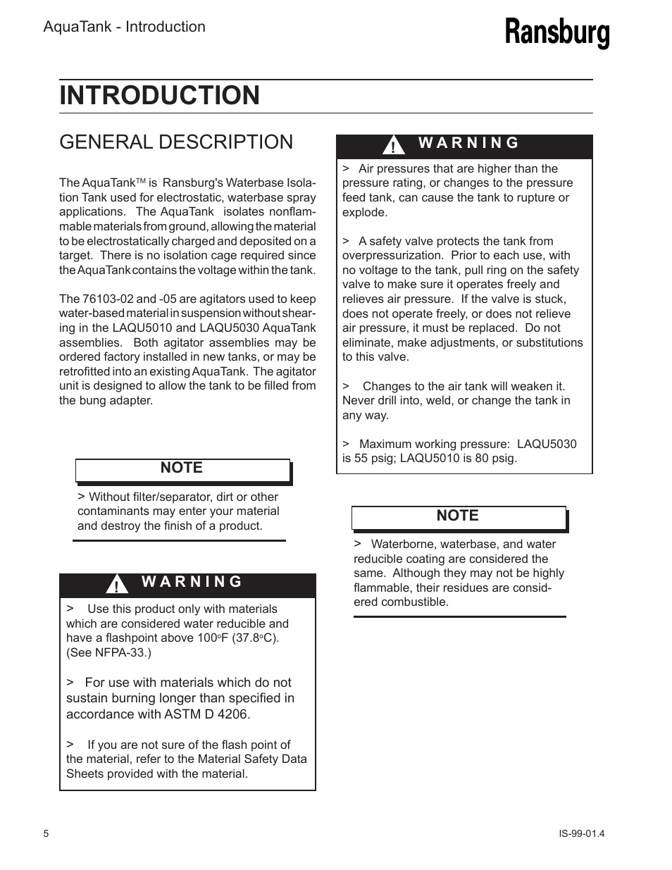 Introduction, General description, Aquatank - introduction | Ransburg AquaTank User Manual | Page 8 / 22