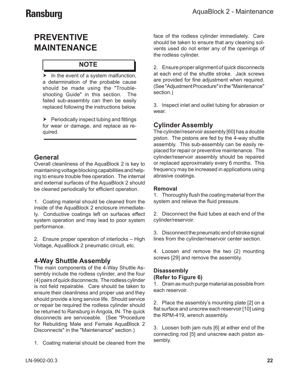 Ransburg, Preventive maintenance | Ransburg AquaBlock2 A12148-XX User Manual | Page 27 / 56