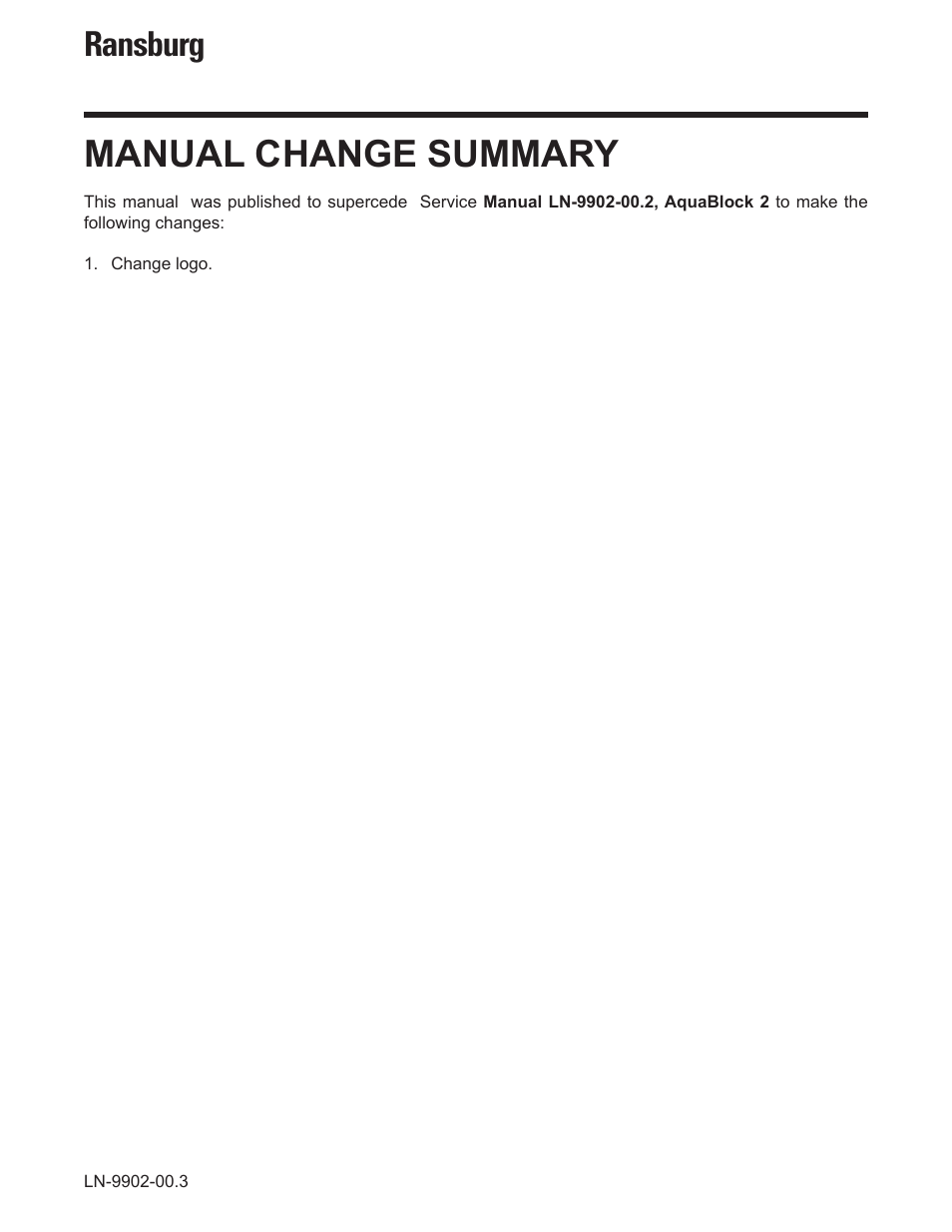 Manual change summary, Ransburg | Ransburg AquaBlock2 A12148-XX User Manual | Page 55 / 56