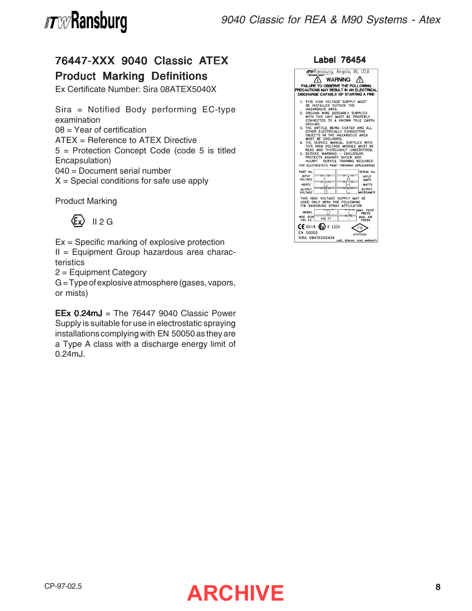 Archive | Ransburg 9040 Classic HV Power Supply 76447 User Manual | Page 11 / 44