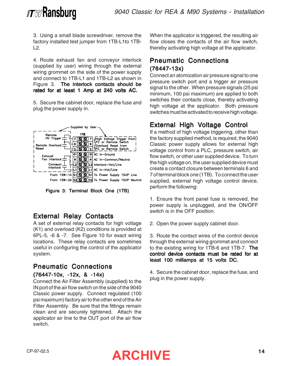 Archive | Ransburg 9040 Classic HV Power Supply 76447 User Manual | Page 17 / 44