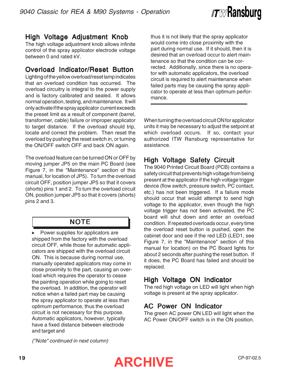 Archive | Ransburg 9040 Classic HV Power Supply 76447 User Manual | Page 22 / 44