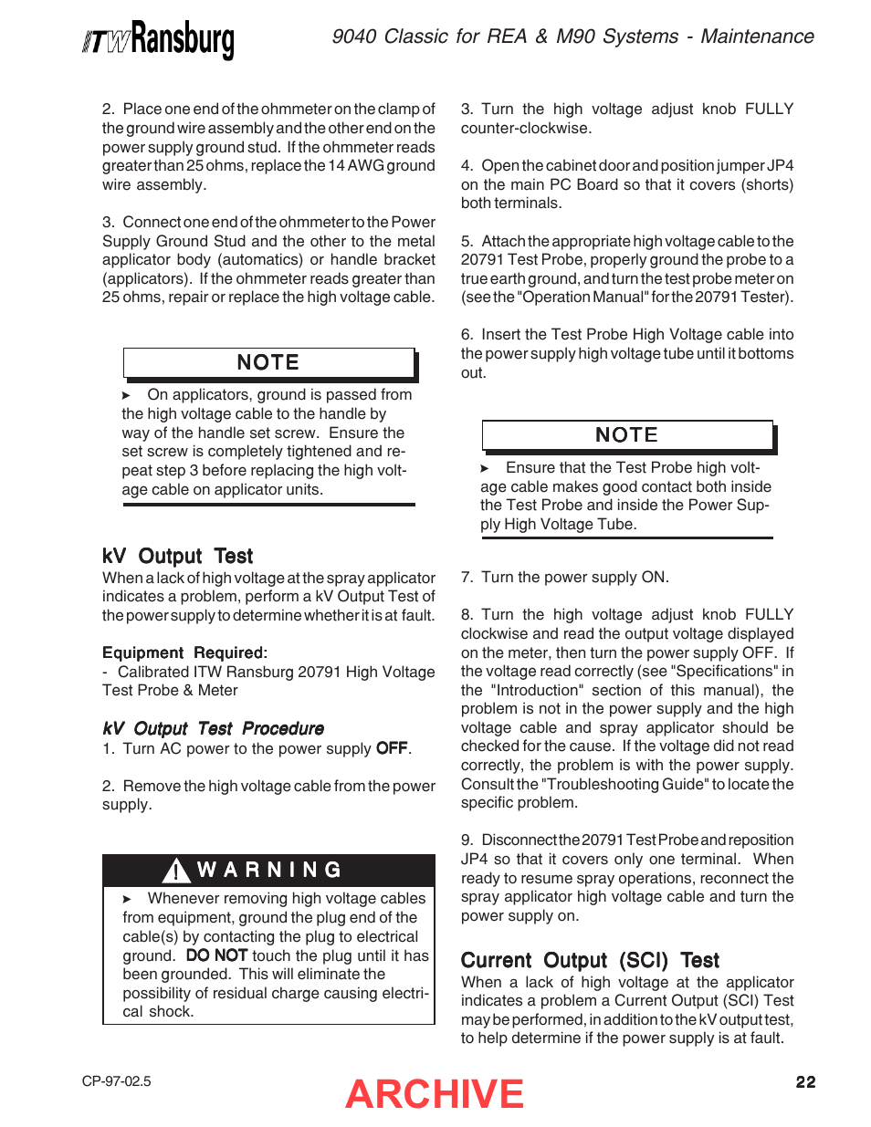 Archive | Ransburg 9040 Classic HV Power Supply 76447 User Manual | Page 25 / 44