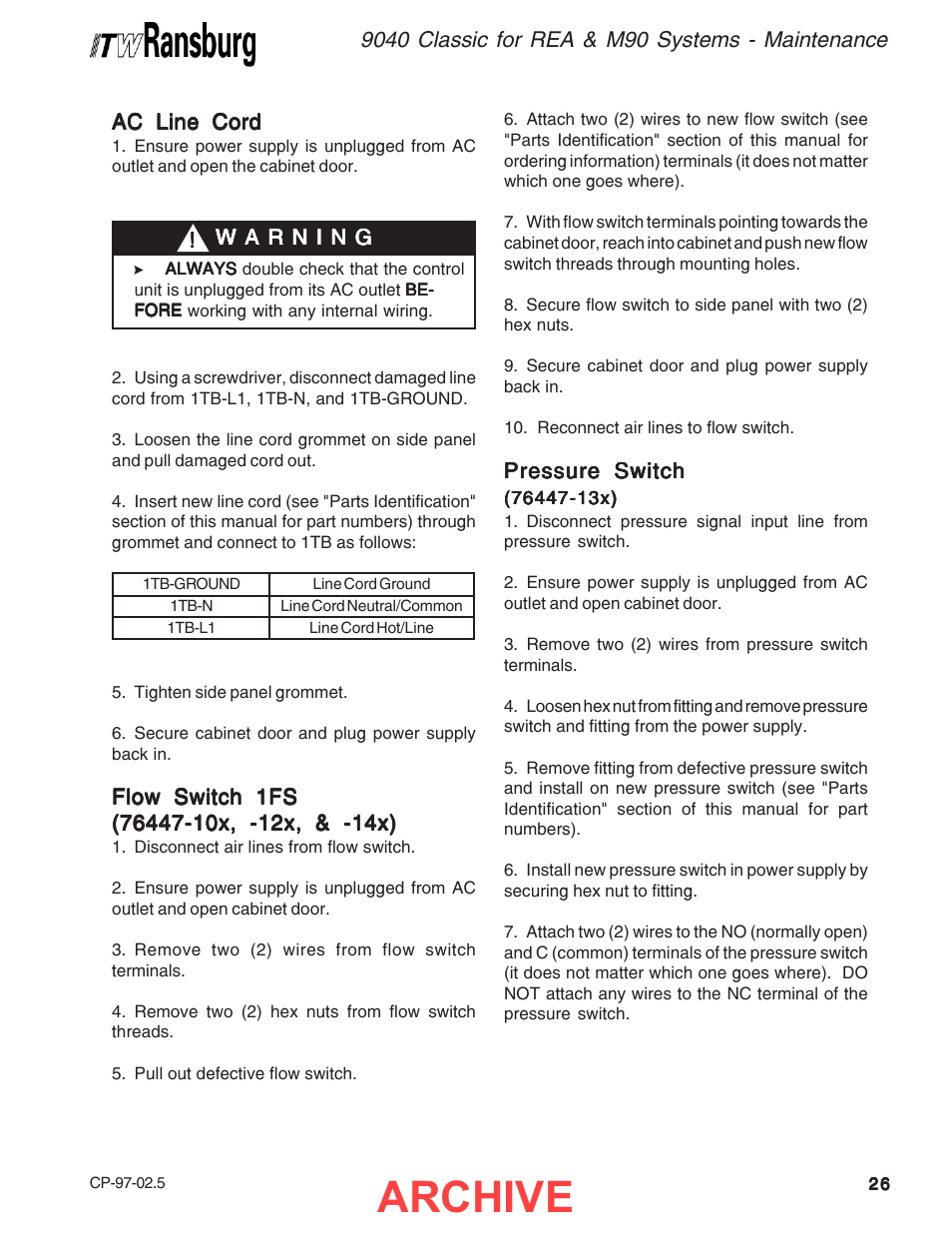 Archive | Ransburg 9040 Classic HV Power Supply 76447 User Manual | Page 29 / 44